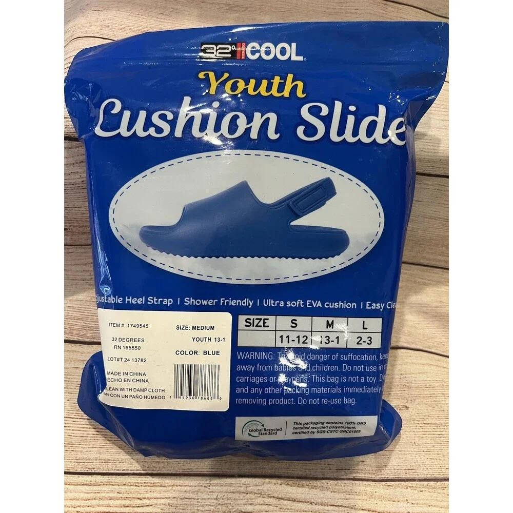 32 Degrees Cool Youth Cushion Slides Size Medium Youth 13-1
